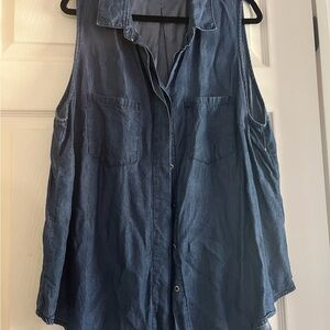 Kenneth Cole Reaction Sleeveless denim Button-Down vest